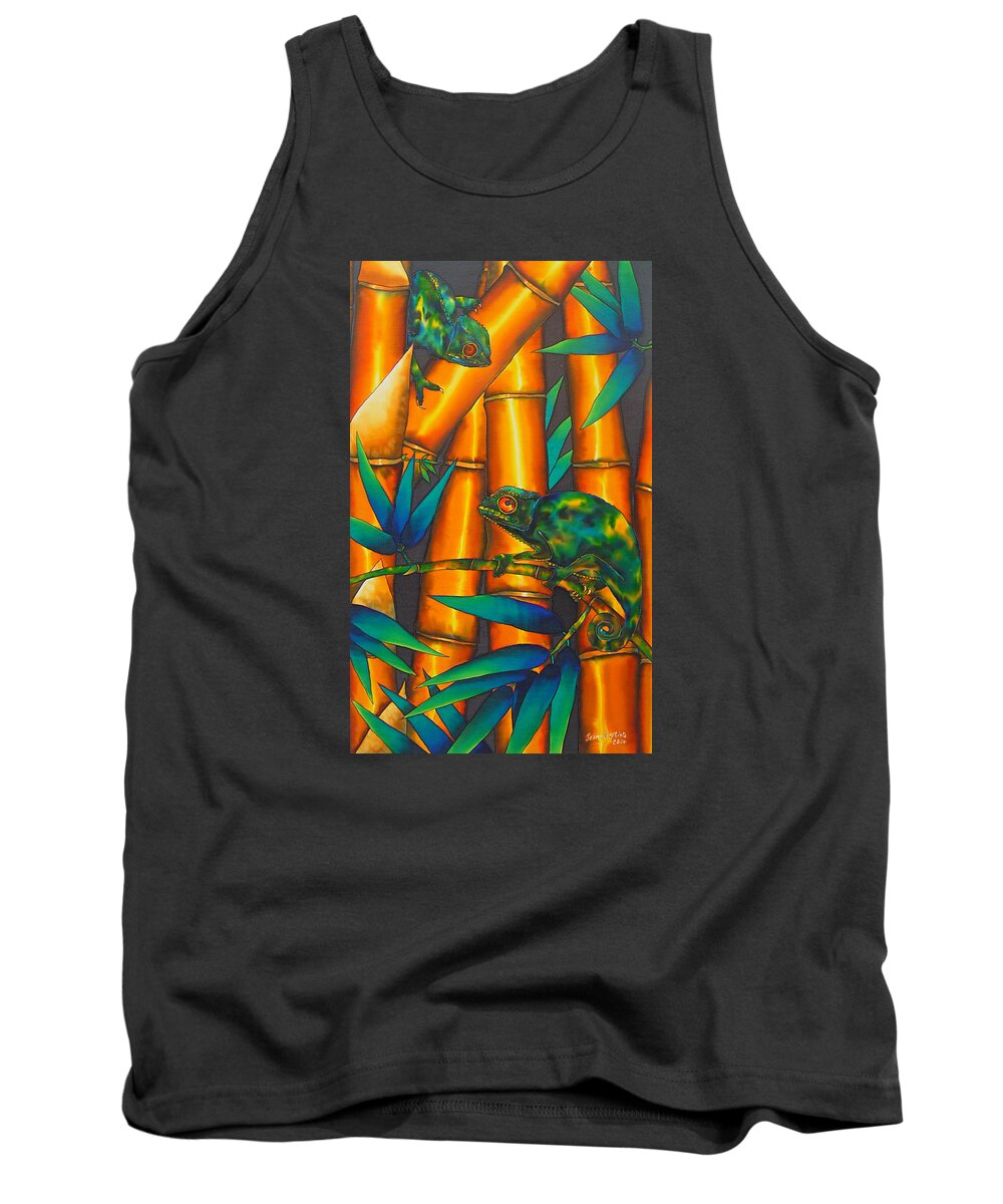 Chameleon Tank Top featuring the tapestry - textile Chameleon in bamboo forest by Daniel Jean-Baptiste