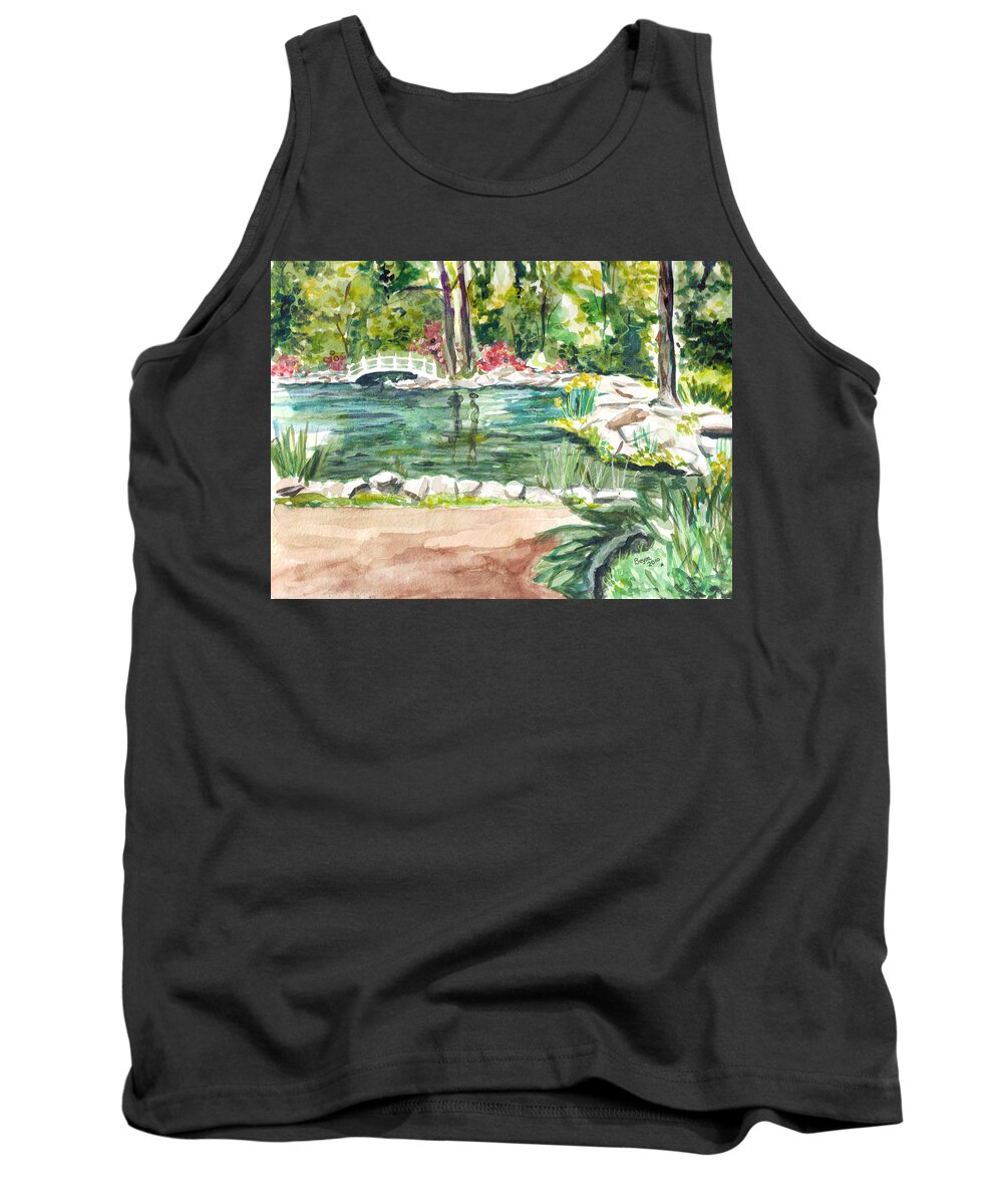 Pond Tank Top featuring the painting Sayen Pond by Clara Sue Beym