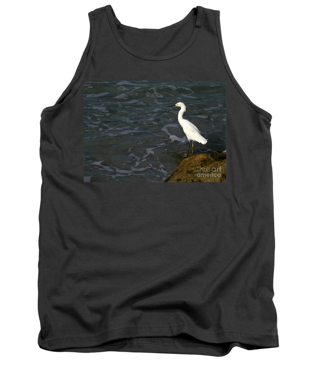 Art Tank Top featuring the photograph Snowy Egret by the Sea by Sabrina L Ryan