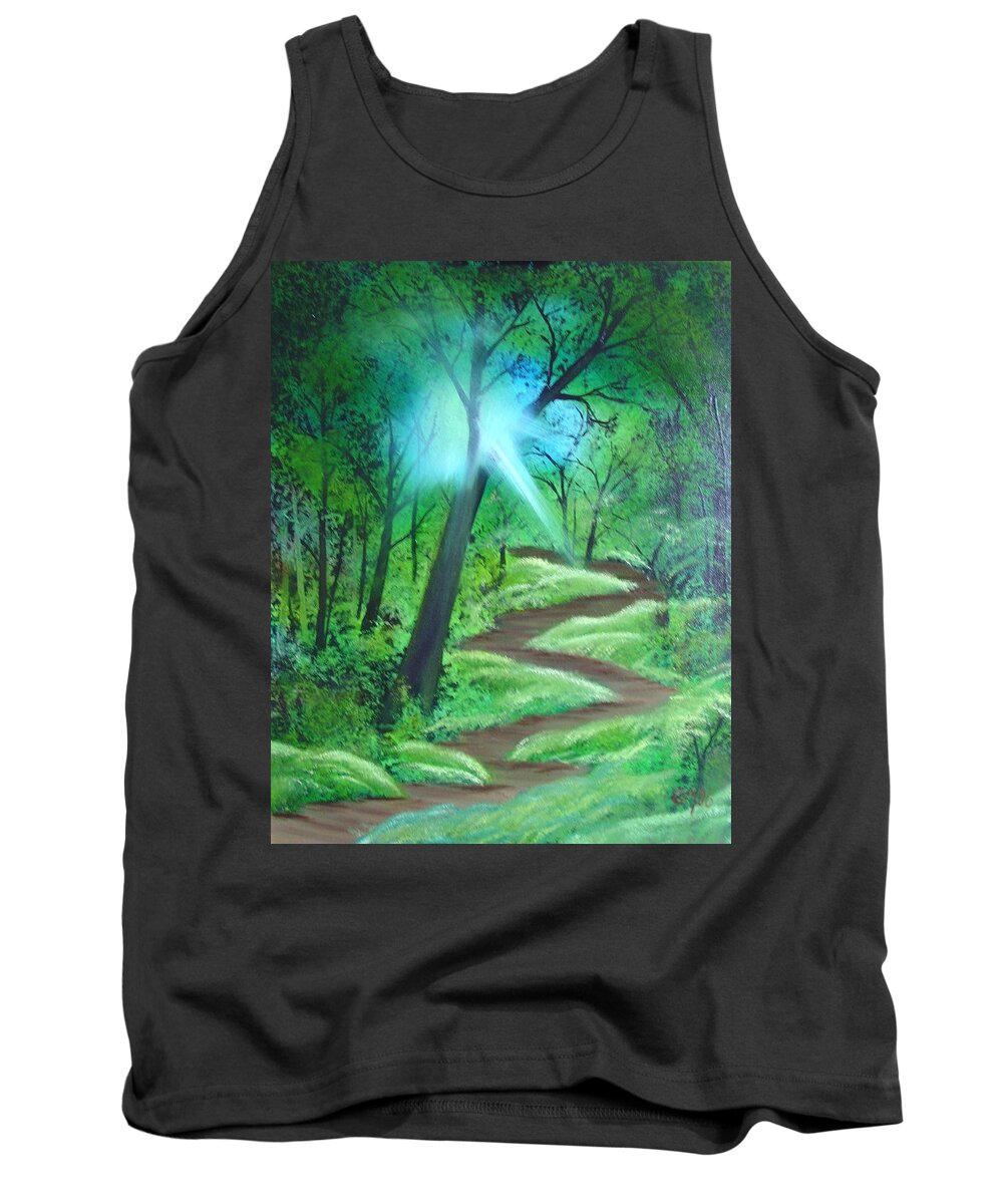 Painting Tank Top featuring the painting Sunlight in the Forest by Charles and Melisa Morrison