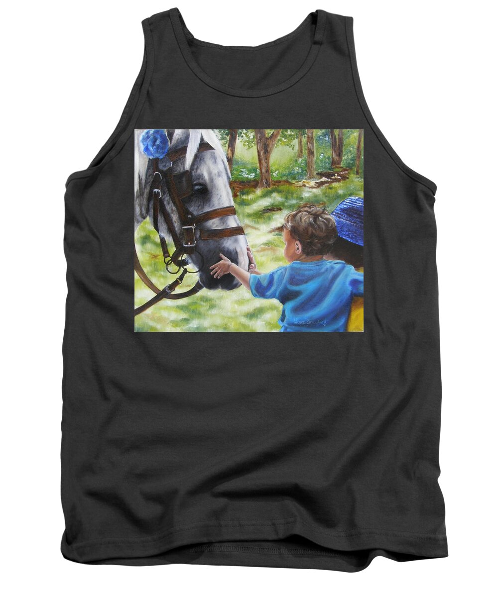 Horse Tank Top featuring the painting Thank You's by Lori Brackett