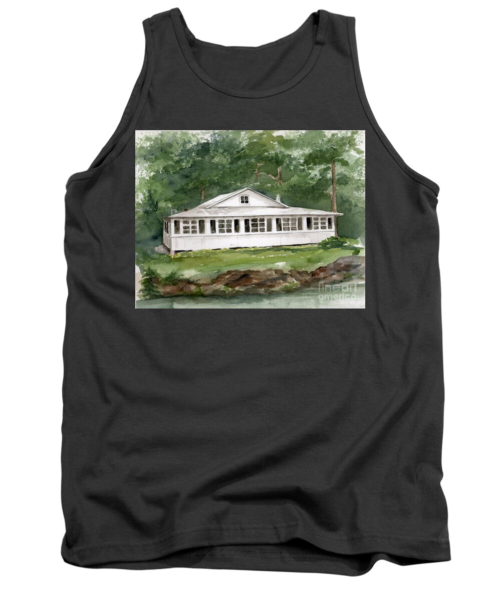 Knoebels Grove Tank Top featuring the painting The Tidy Cottage by Nancy Patterson