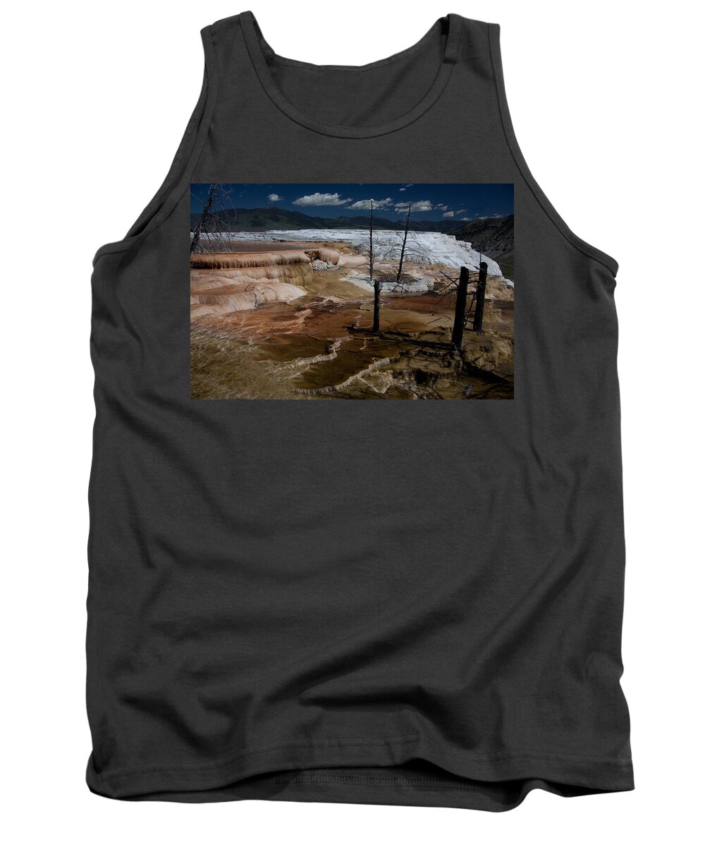 Yellowstone National Park Tank Top featuring the photograph Travertine Terraces by Ralf Kaiser