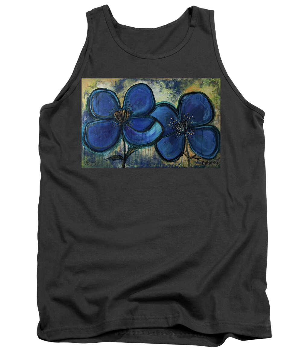 Poppies Tank Top featuring the painting Two Blue Poppies by Laurie Maves ART