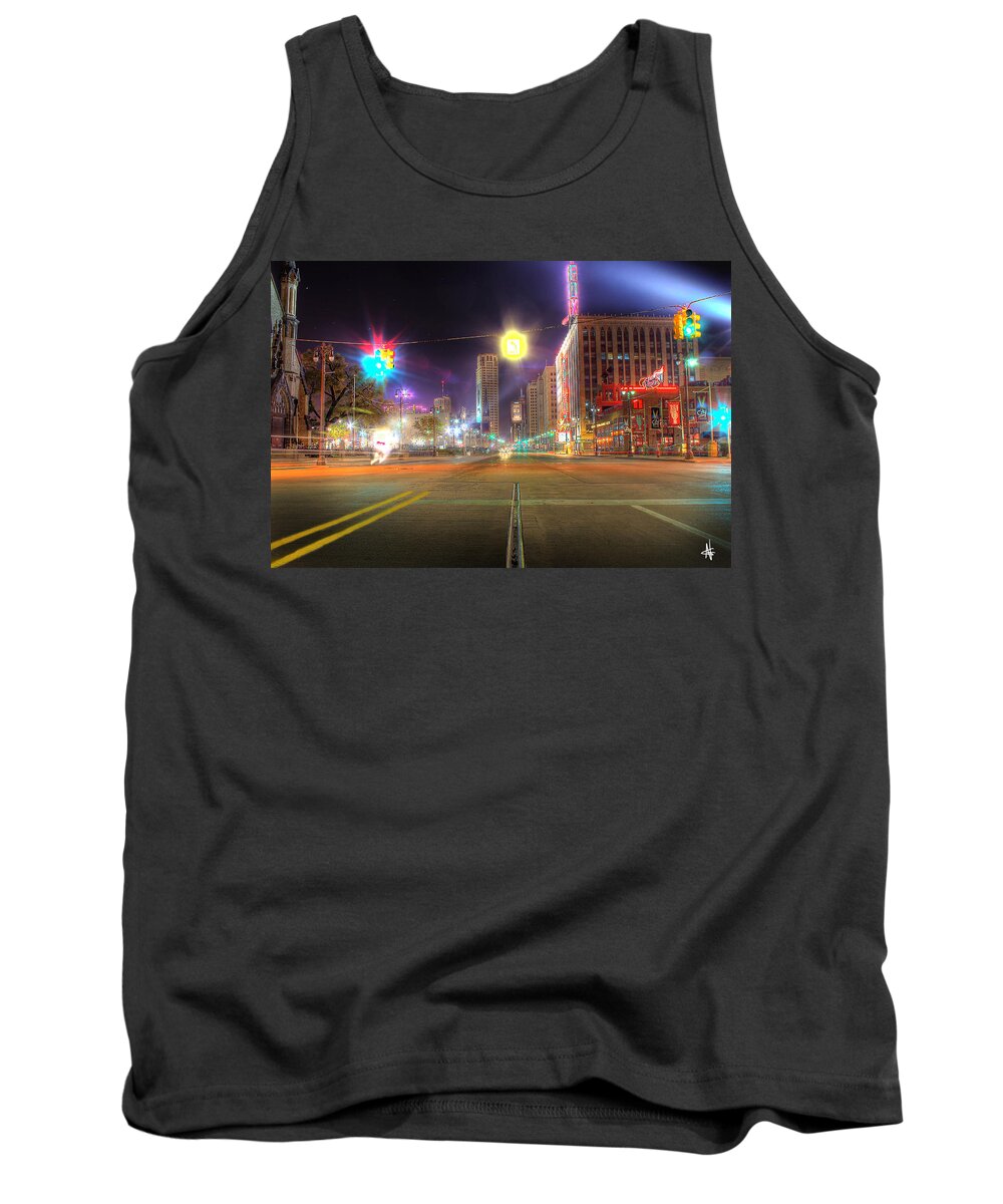 King Kong Tank Top featuring the photograph Woodward Ave Detroit MI by Nicholas Grunas