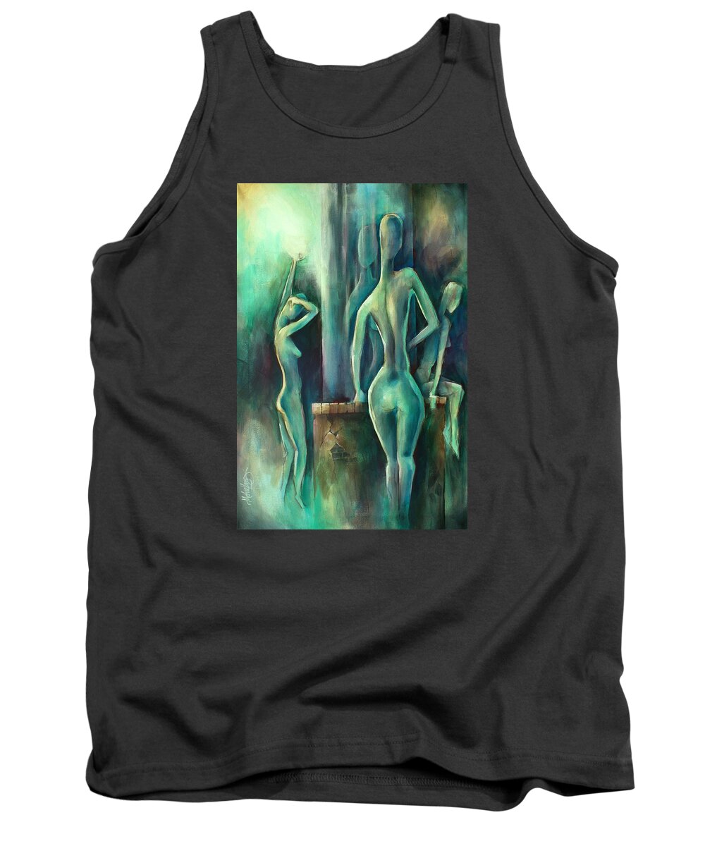 Blue Tank Top featuring the painting ' Moonlight ' by Michael Lang