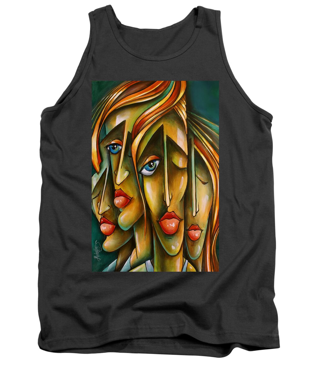 Portrait Tank Top featuring the painting ' Pose ' by Michael Lang