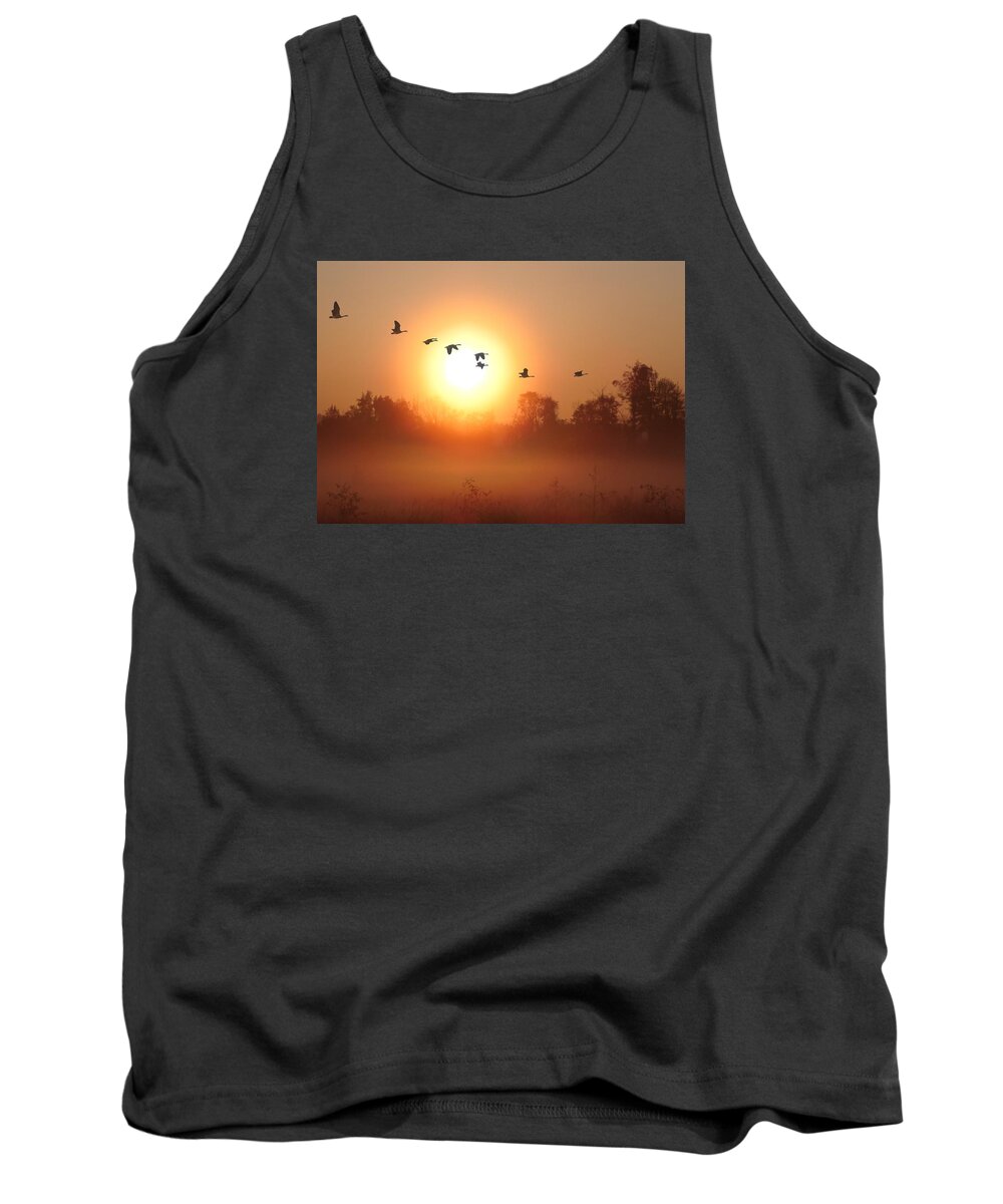 Canada Geese Tank Top featuring the digital art Returning South by I'ina Van Lawick