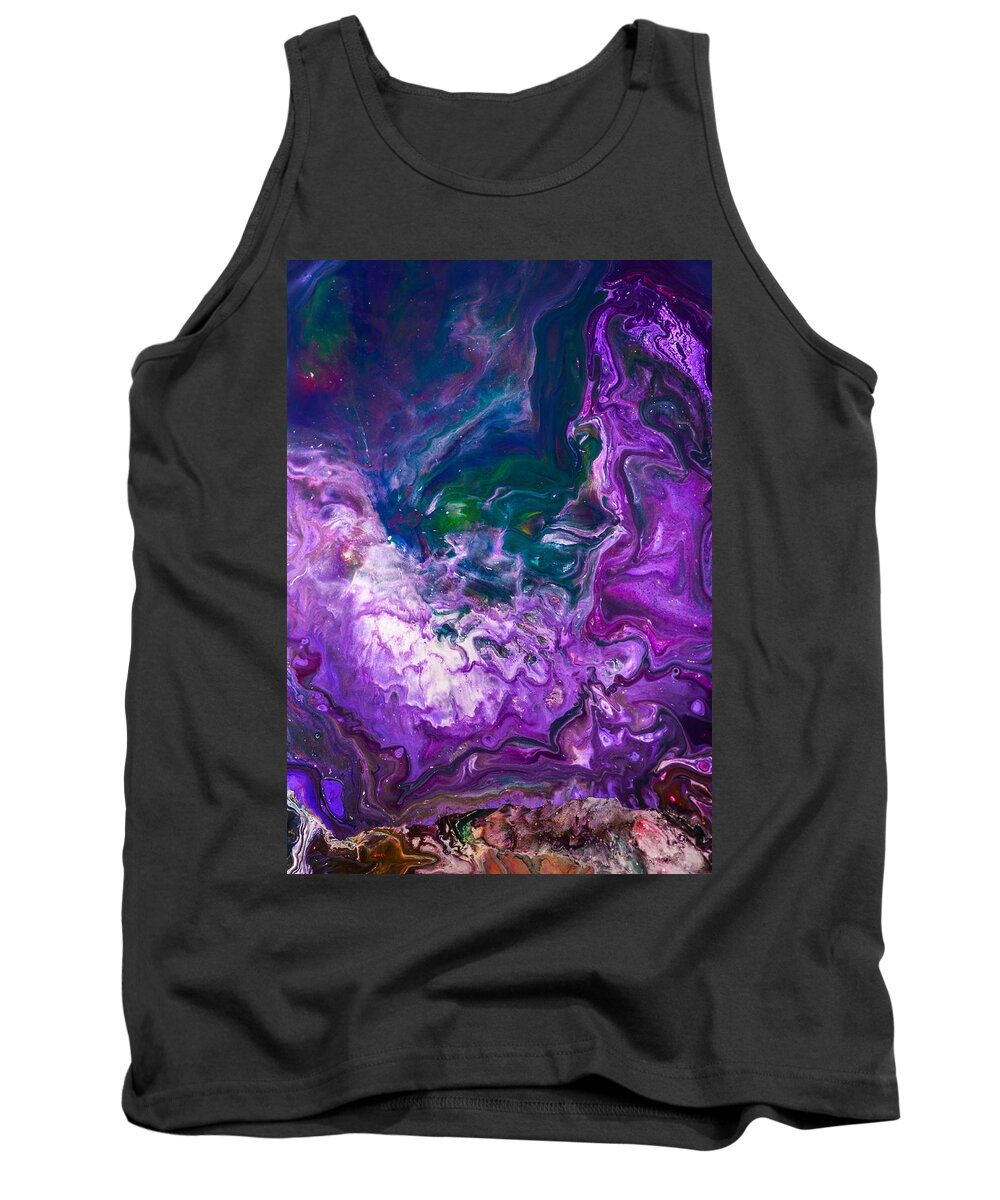 Abstract Tank Top featuring the mixed media Zeus - Abstract Colorful Mixed Media Painting by Modern Abstract