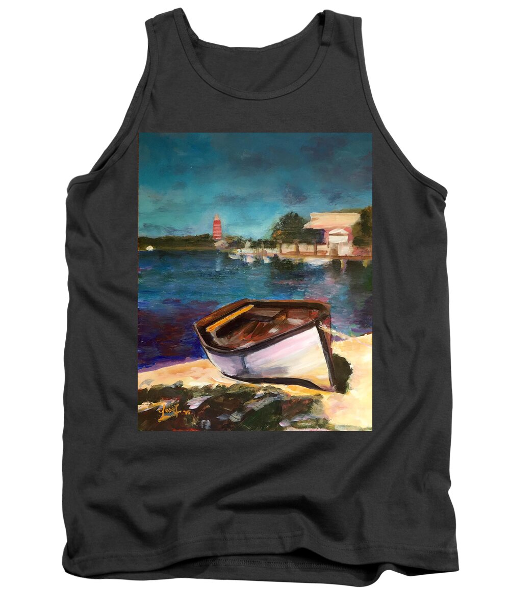 Abaco Tank Top featuring the painting Abaco Dinghy by Josef Kelly