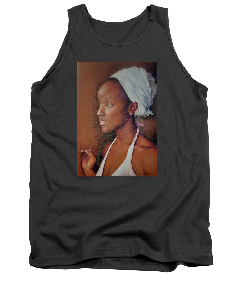 Afro American Tank Top featuring the drawing Alicia #1 by Frank Zampardi