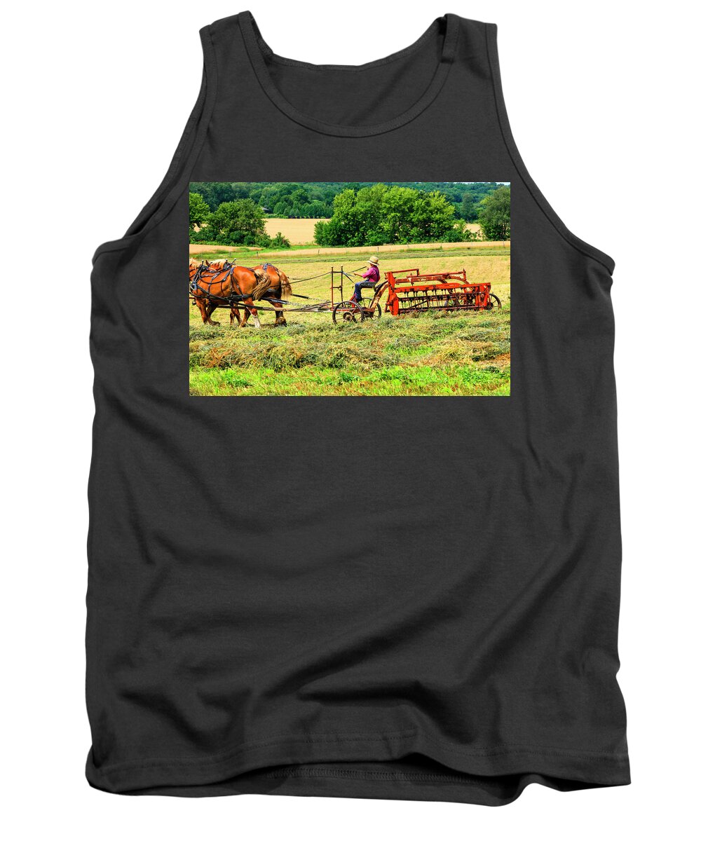 Young Tank Top featuring the photograph Amish Farming #1 by Chris Smith