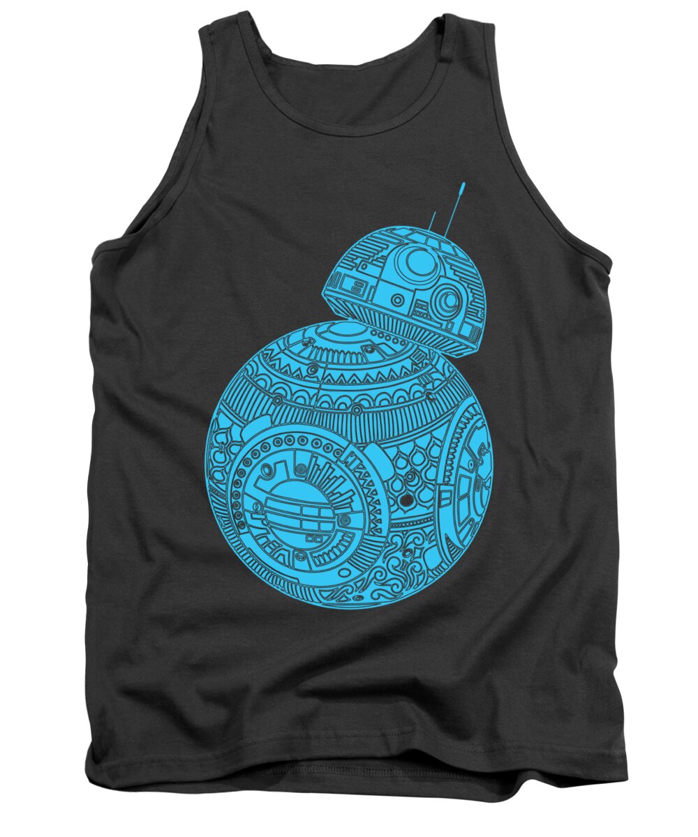 Bb8 Tank Top featuring the mixed media BB8 DROID - Star Wars Art, Blue #3 by Studio Grafiikka