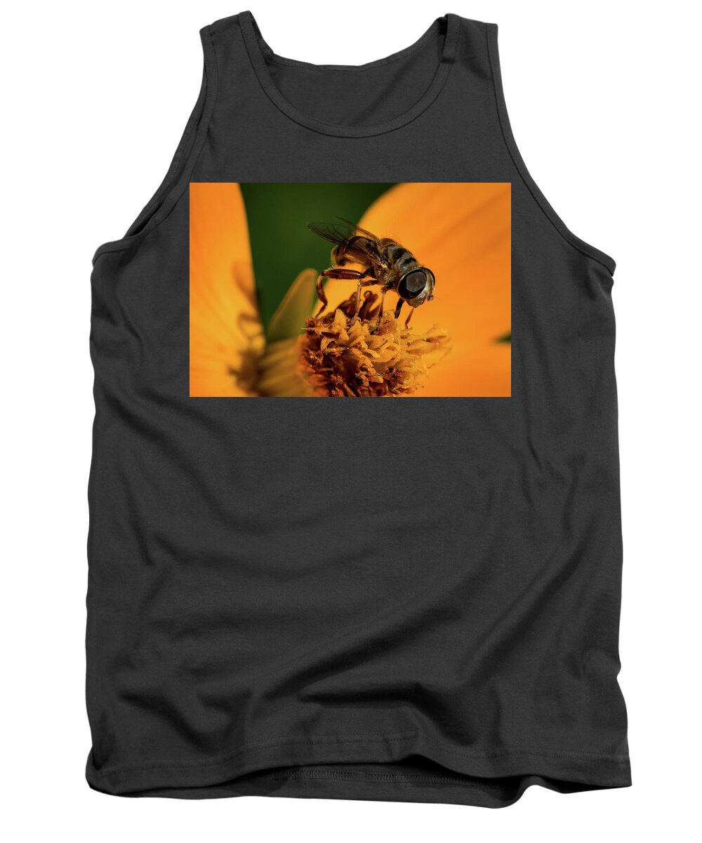 Jay Stockhaus Tank Top featuring the photograph Bee on Flower #1 by Jay Stockhaus
