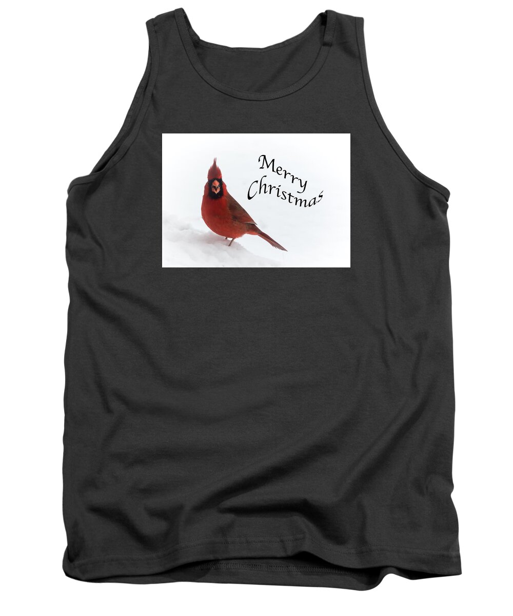 Cardinal Tank Top featuring the photograph Cardinal Christmas #1 by Holden The Moment