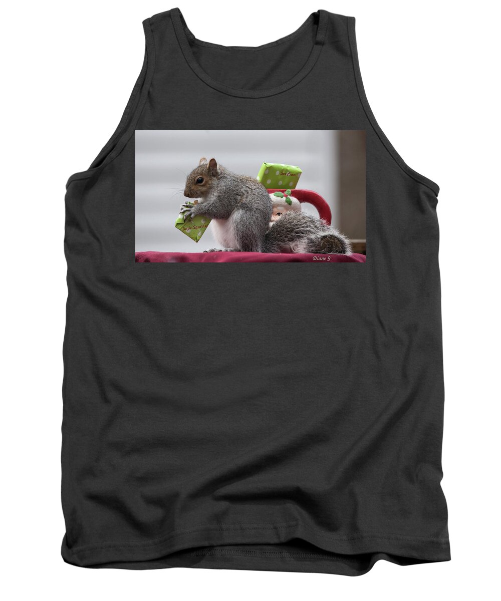 Squirrels Tank Top featuring the photograph Christmas Squirrel #1 by Diane Giurco