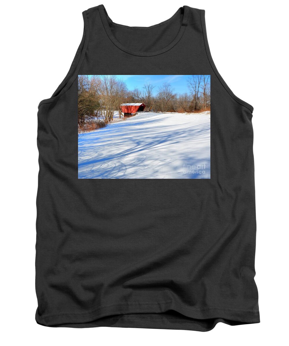 Vermont Covered Bridges Tank Top featuring the photograph Cooley Covered Bridge by Steve Brown