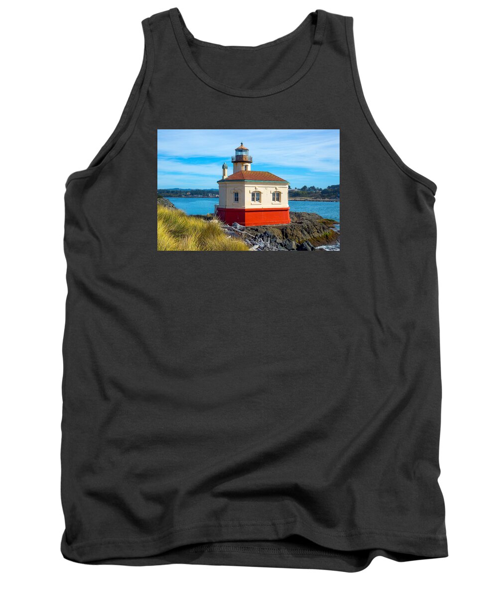 Lighthouse Tank Top featuring the tapestry - textile Coquille Lighthouse #1 by Dennis Bucklin