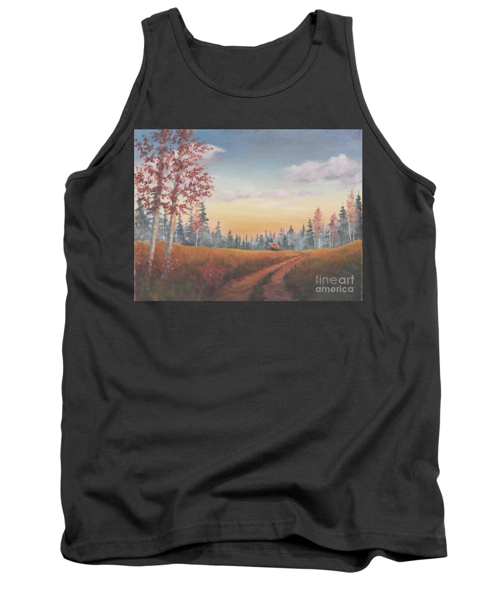 Landscape Tank Top featuring the painting Country Sunset by Jerry Walker