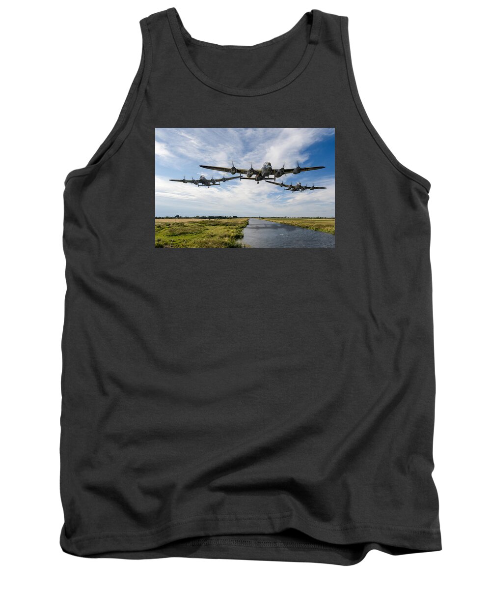 617 Squadron Tank Top featuring the digital art Dambusters practising low level flying by Gary Eason