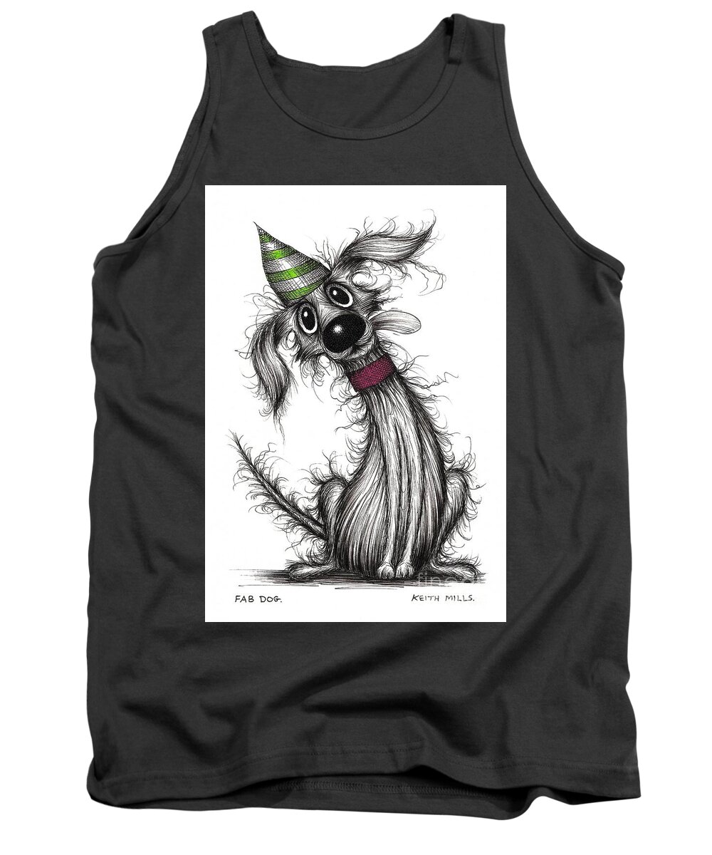 Funky Dog Tank Top featuring the drawing Fab dog #3 by Keith Mills