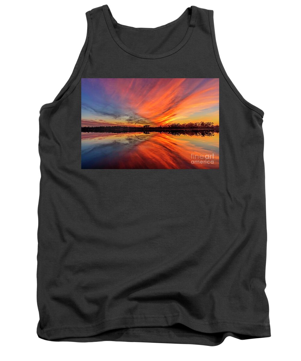Sunset Tank Top featuring the photograph Fire Water by DJA Images
