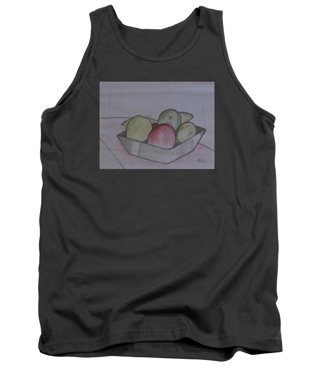 Coloured Pencil Tank Top featuring the drawing Fruit #1 by Roger Cummiskey