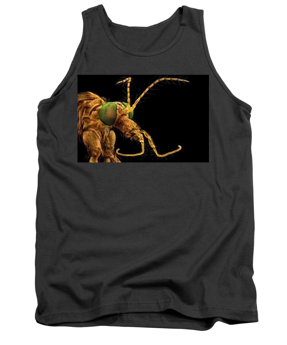 Alien Tank Top featuring the photograph Green eyed crane fly #1 by Mihai Andritoiu