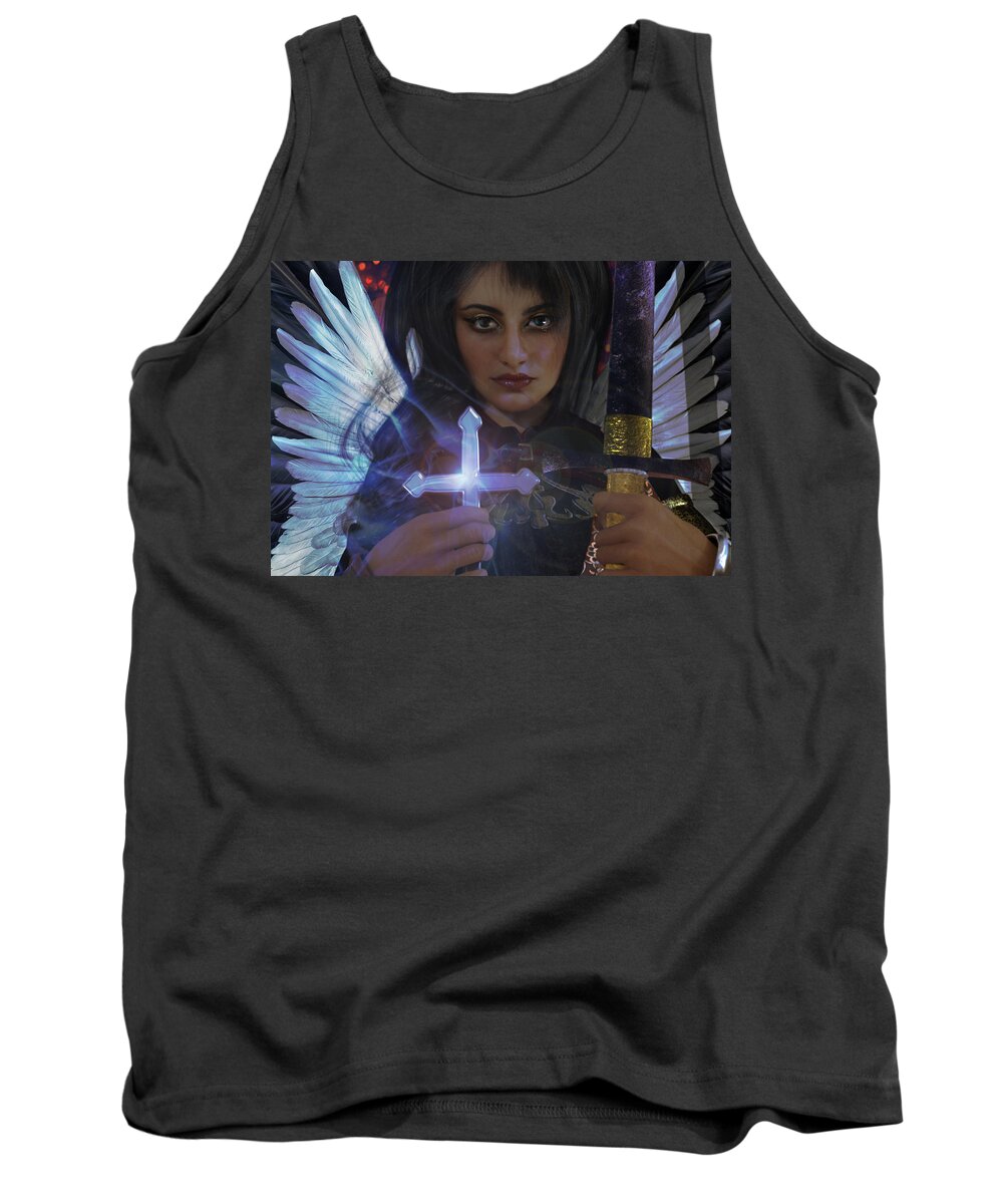 Guardian Angel Tank Top featuring the painting Guardian Angel 8 #1 by Suzanne Silvir