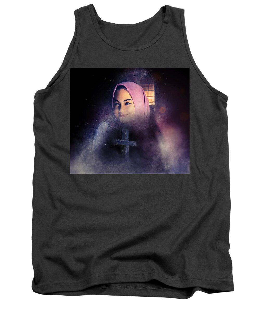 Angel Tank Top featuring the mixed media Guardian Angel #1 by Ian Mitchell