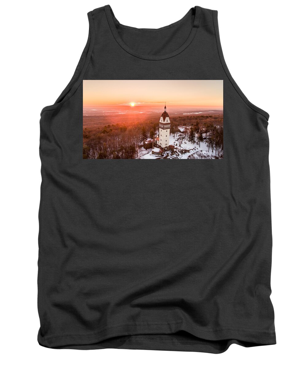 Heublein Tank Top featuring the photograph Heublein Tower in Simsbury, Connecticut #1 by Mike Gearin