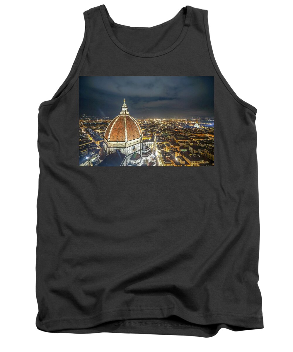 Italy Tank Top featuring the photograph Italy Florence Duomo Night View #1 by Street Fashion News