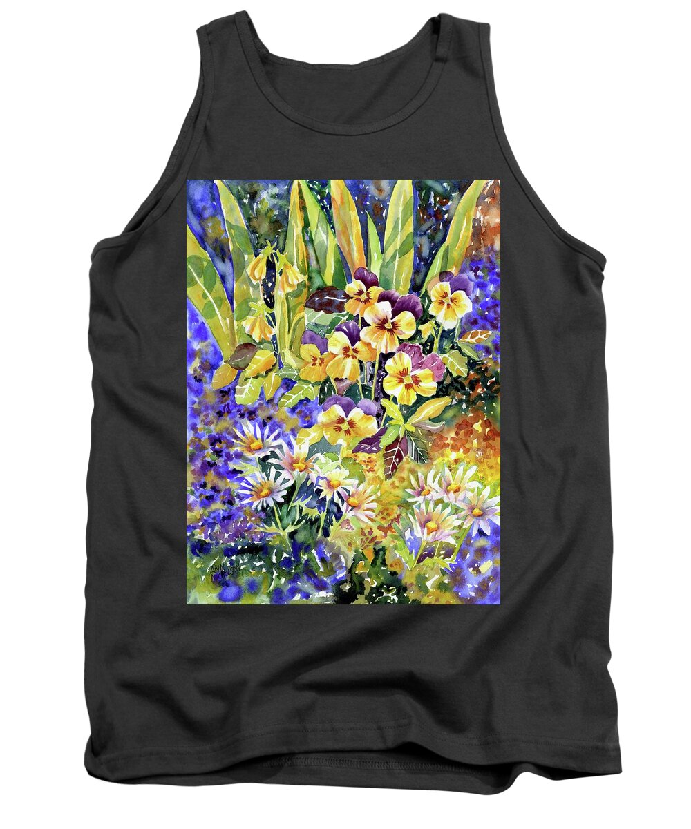 Watercolor Tank Top featuring the painting Joyful Noise #1 by Ann Nicholson