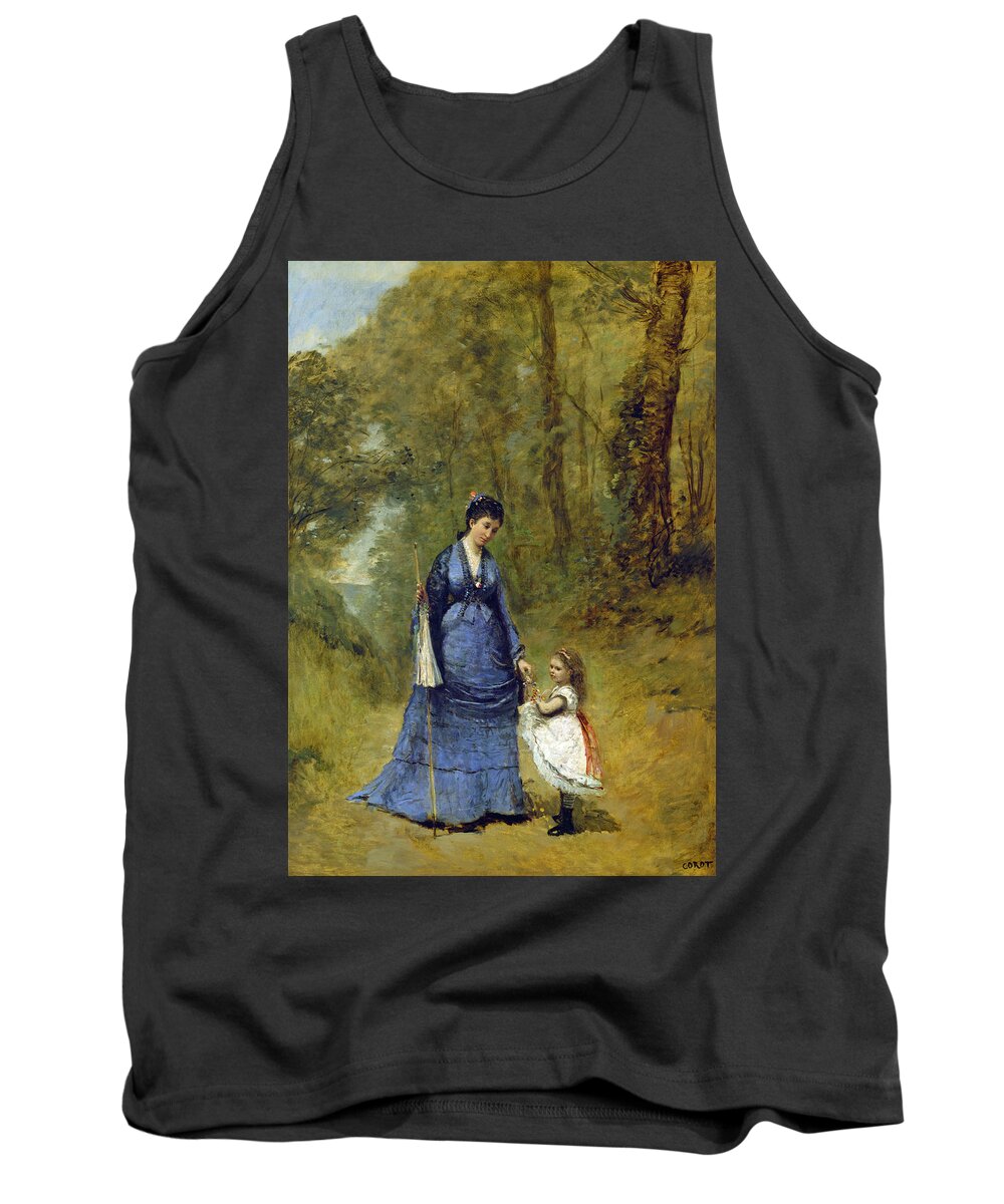 Jean Baptiste-camille Corot Tank Top featuring the painting Madame Stumpf and Her Daughter #1 by Jean Baptiste-Camille Corot