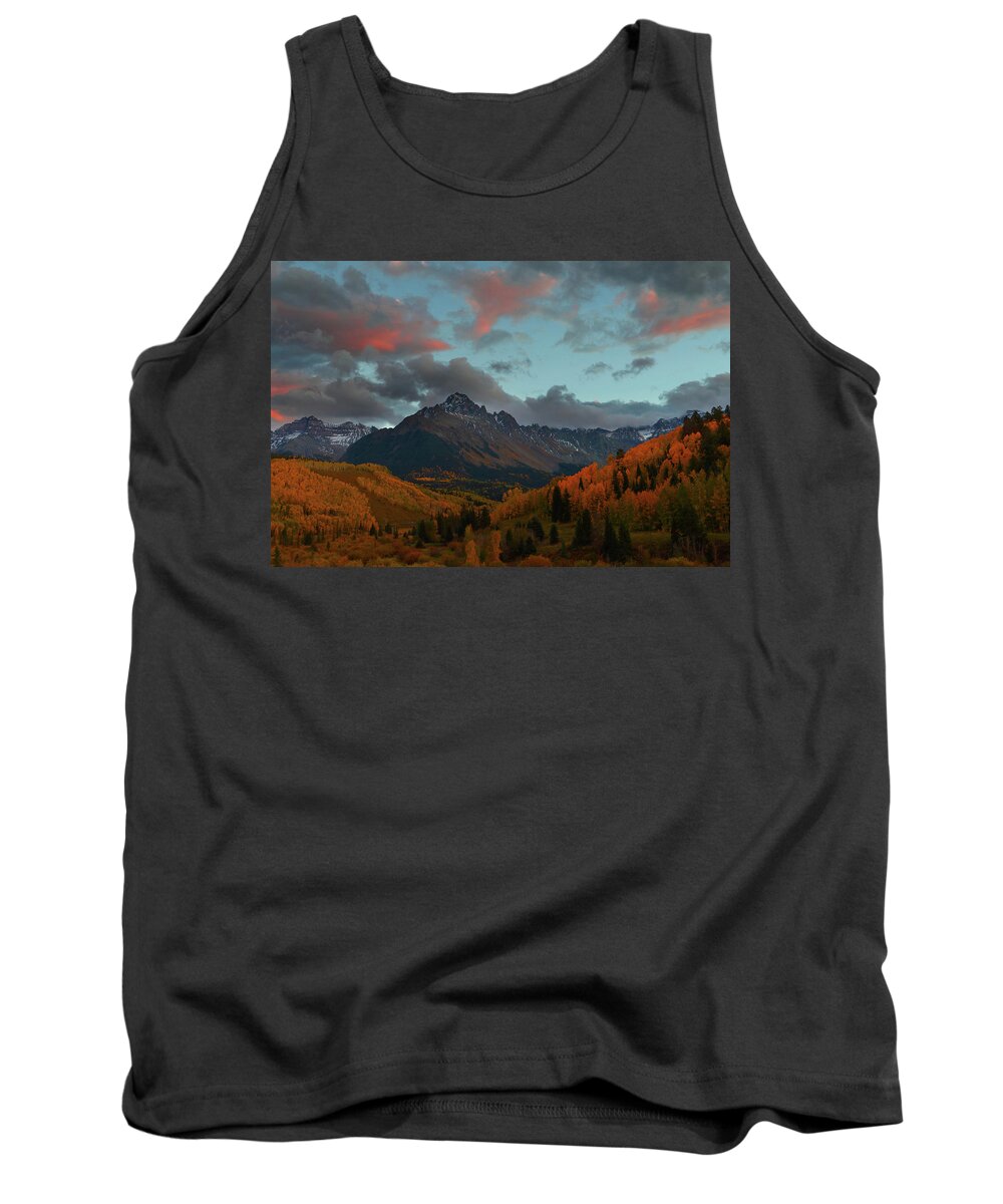Mount Tank Top featuring the photograph Mount Sneffels sunset during autumn in Colorado #1 by Jetson Nguyen