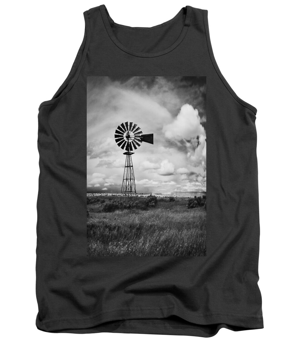 Oregon Tank Top featuring the photograph Oregon Windmill BW by John Christopher