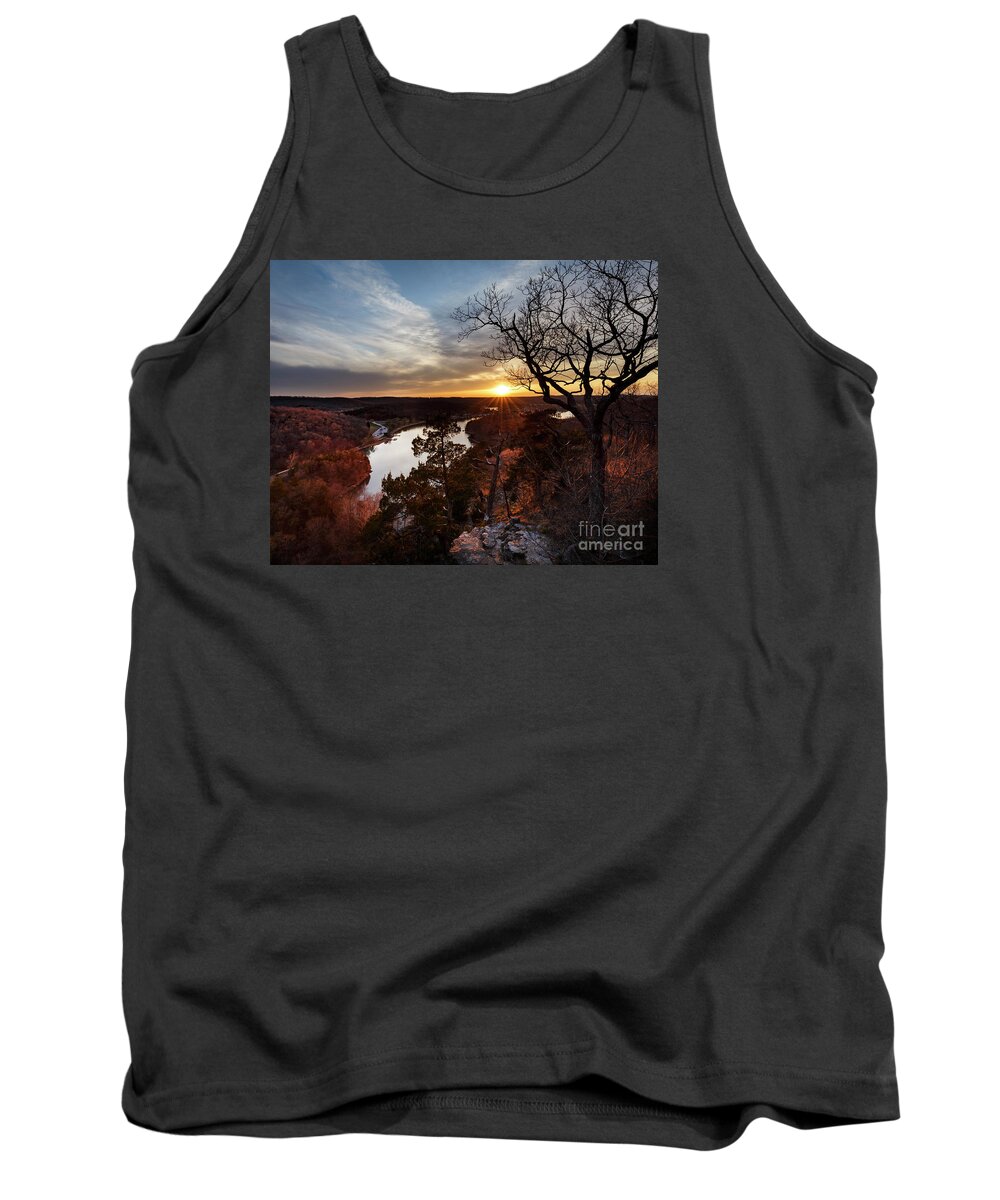 Ha Ha Tonka Tank Top featuring the photograph Ozark Sunset from the Bluff by Dennis Hedberg