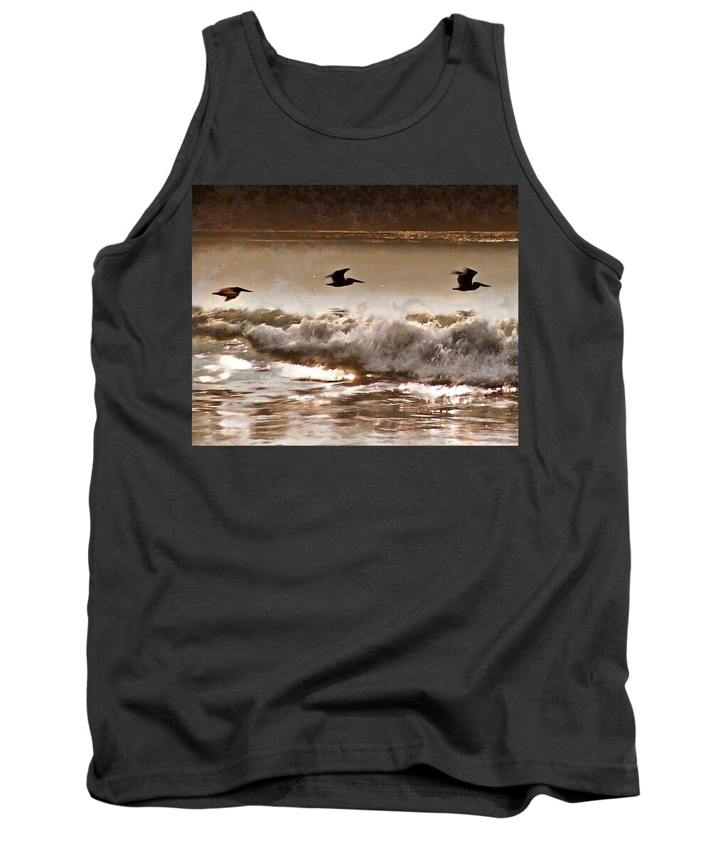 Pelicans Tank Top featuring the photograph Pelican Patrol #1 by Jim Proctor