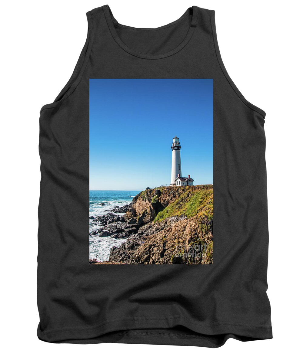 Coastline Tank Top featuring the photograph Pigeon Point Lighthouse on highway No. 1, California by Amanda Mohler