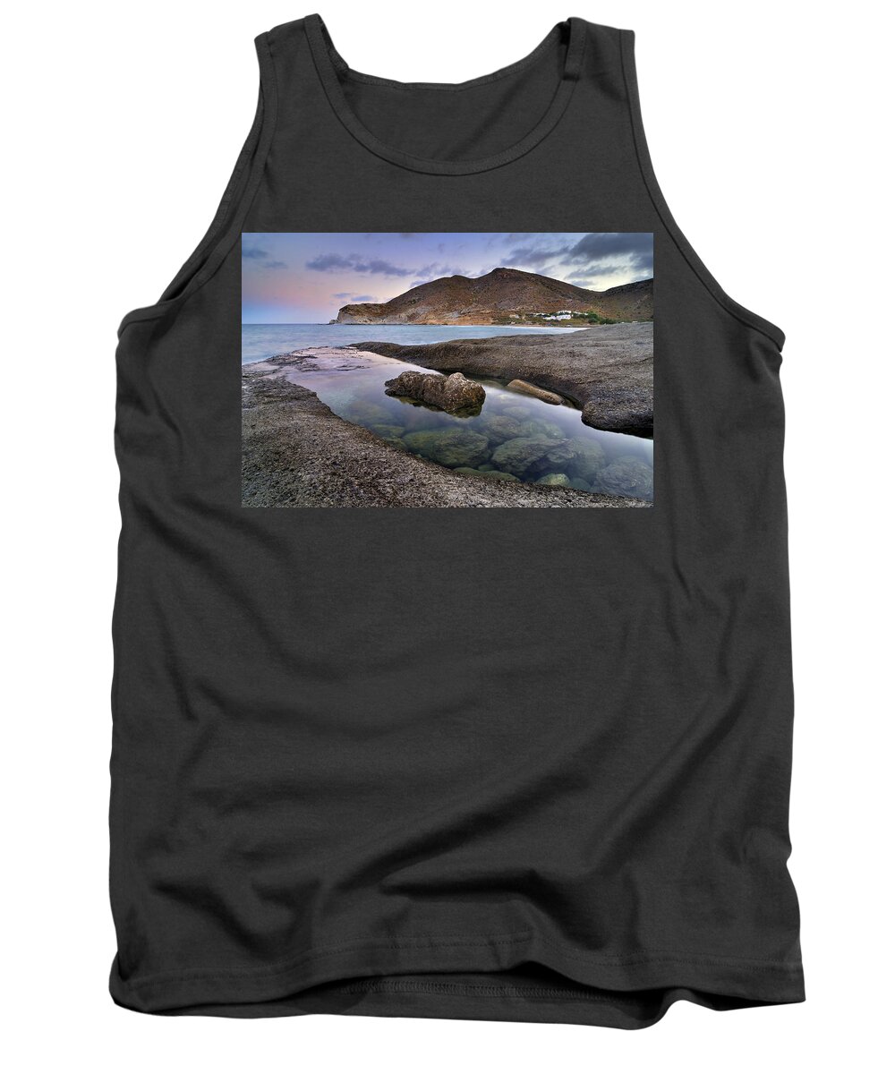 Seascape Tank Top featuring the photograph Plomo beach at sunset #1 by Guido Montanes Castillo