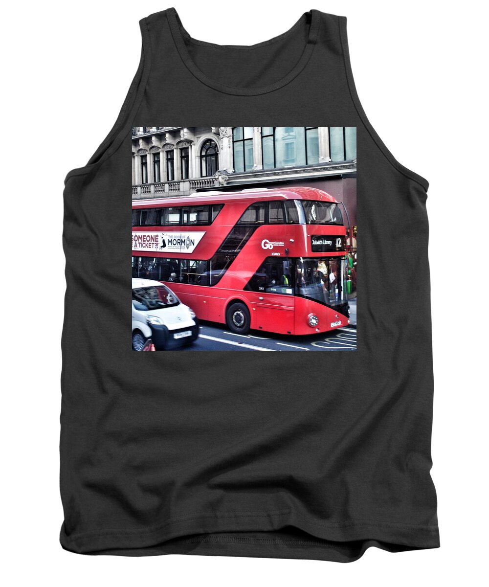 London Tank Top featuring the photograph Red Bus in London #3 by Joshua Miranda