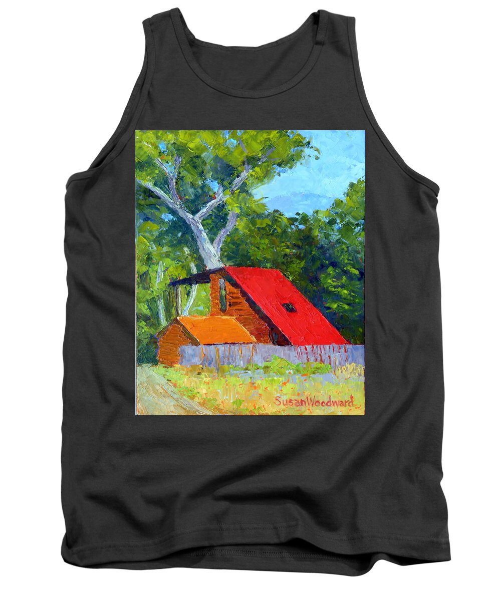 Landscape Tank Top featuring the painting Red Roof by Susan Woodward