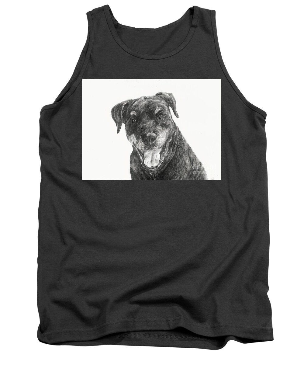 Dog Tank Top featuring the drawing Ruby #1 by Meagan Visser