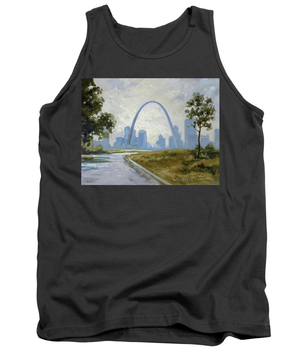 Skyline Painting Of St.louis Tank Top featuring the painting Saint Louis Panorama by Irek Szelag