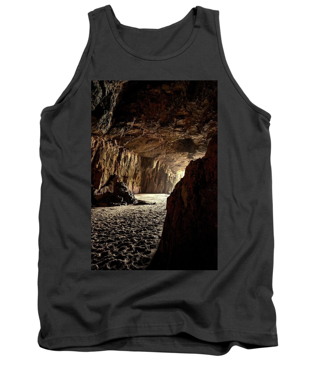 Sea Caves Tank Top featuring the photograph Sea Caves #2 by Anthony Davey
