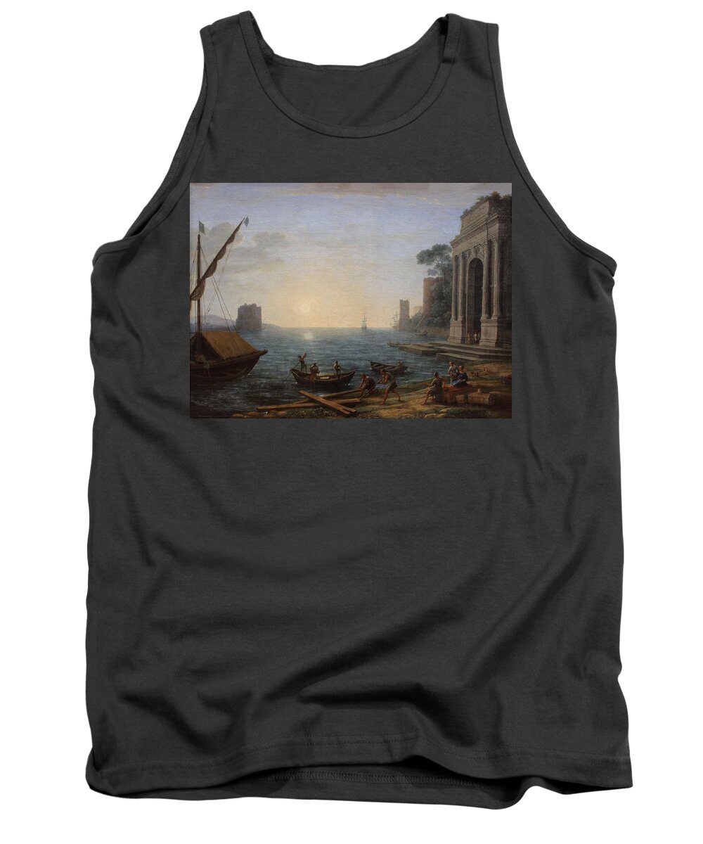 Claude Lorrain Tank Top featuring the painting Seaport At Sunrise #1 by Claude Lorrain