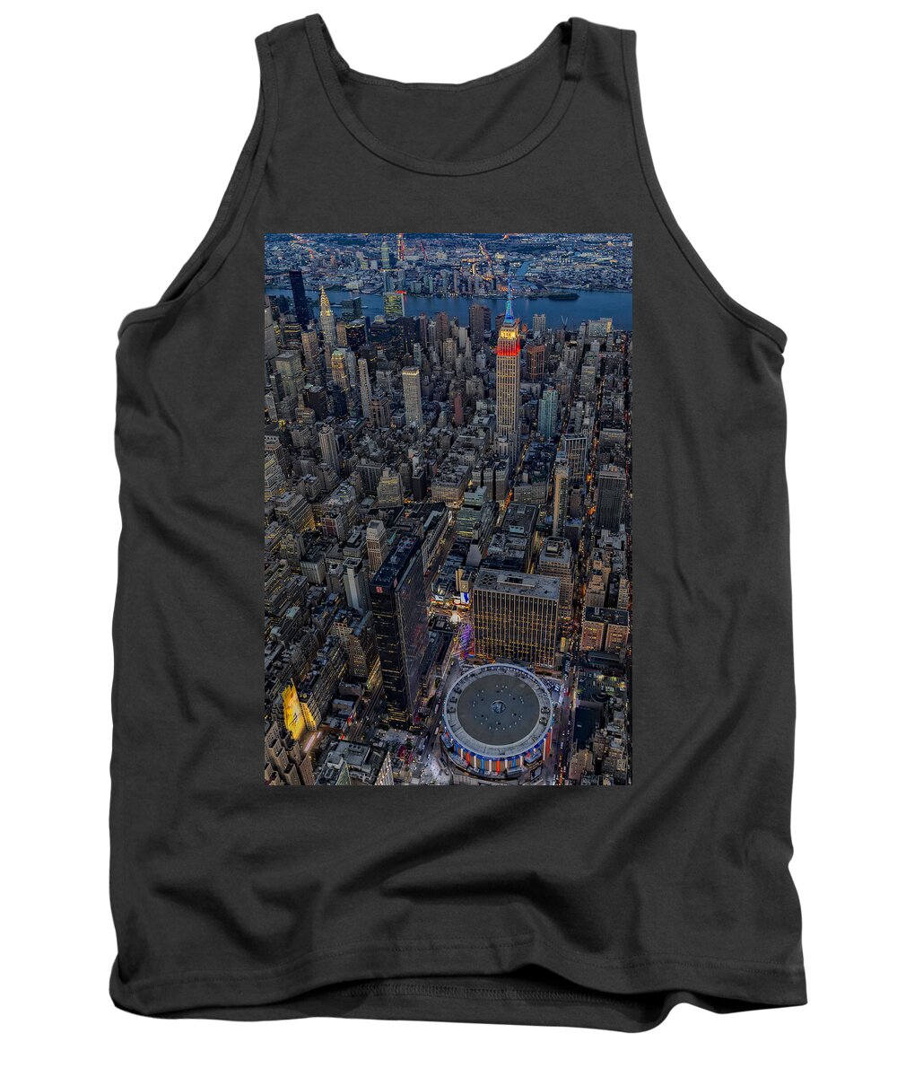 Aerial View Tank Top featuring the photograph September 11 NYC Tribute by Susan Candelario