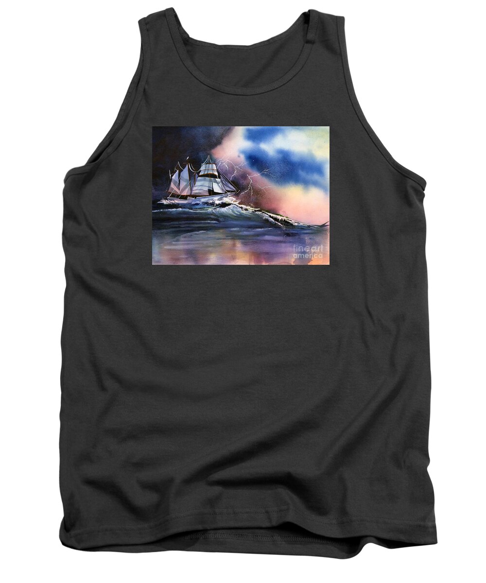Stormy Tank Top featuring the painting Stormy Sea #1 by Frank Zampardi