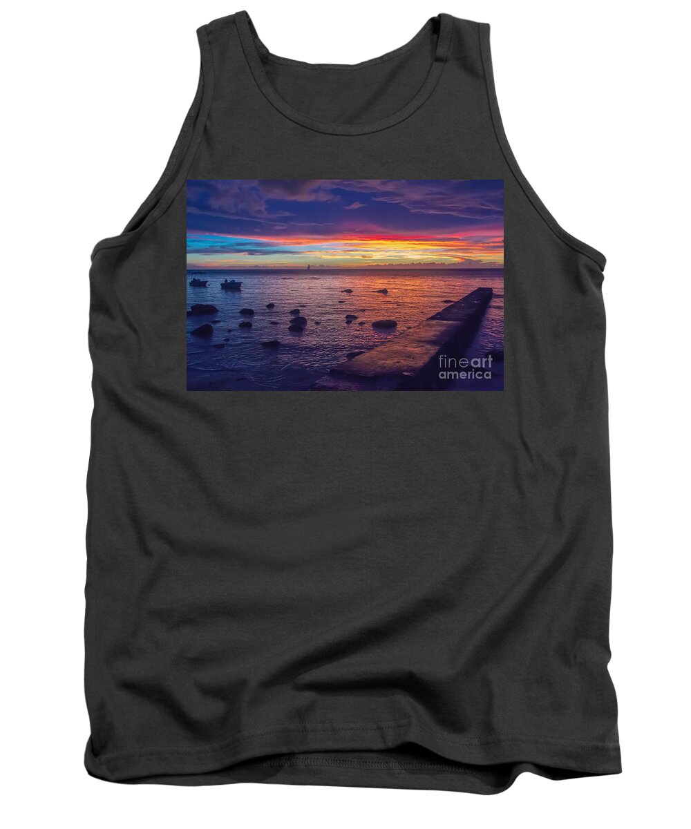 Sunset Tank Top featuring the photograph Sunset at Mauritius by Amanda Mohler