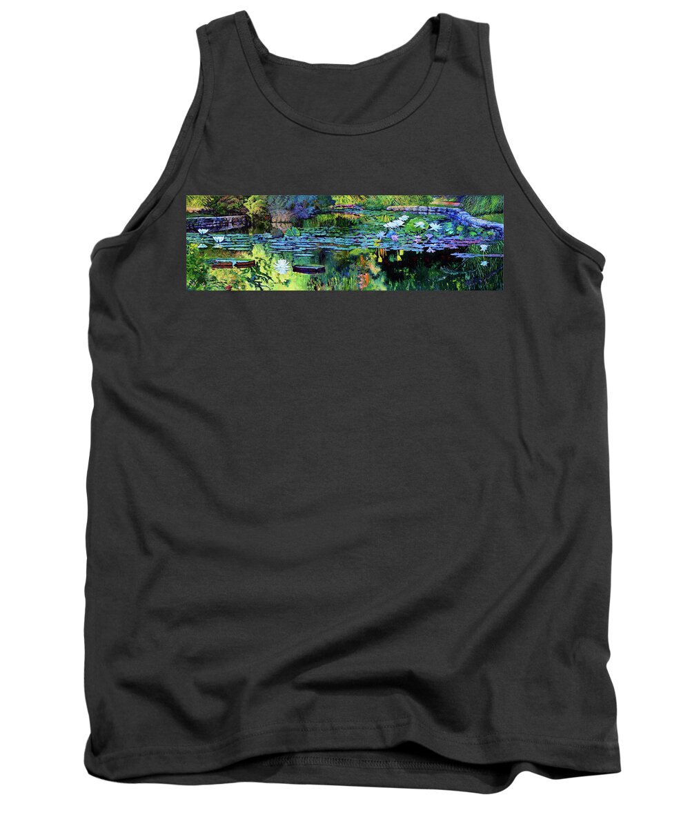 Garden Pond Tank Top featuring the painting The Abstraction of Beauty #1 by John Lautermilch